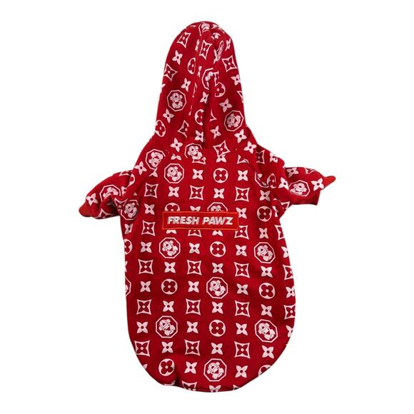 FRESH PAWZ Monogram Hype Red Dog Hoodie Size 2XL - Picture 2 of 9
